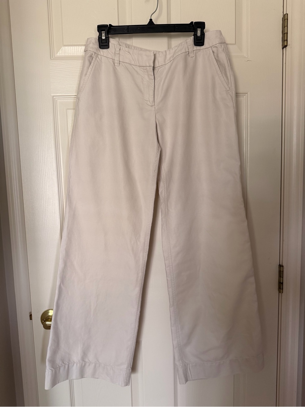 J.Crew City Fit Linen Cotton Wide Leg Pants Women’s 8 Ivory Mid Rise